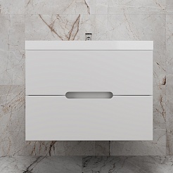 Style Line Тумба под раковину Матис 80 подвесная белая матовая – фотография-2